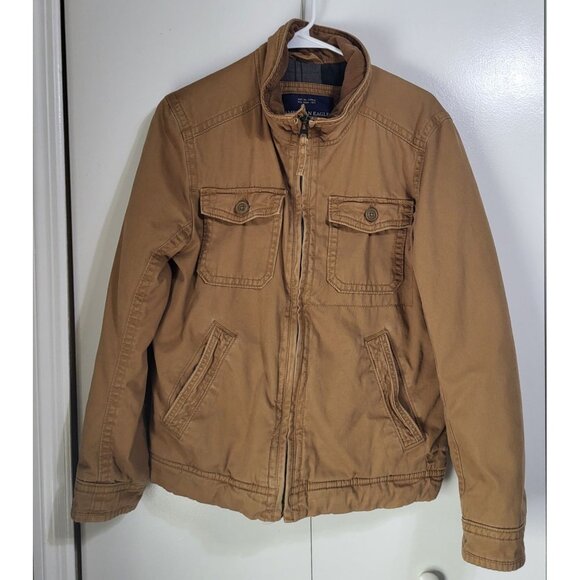 American Eagle Outfitters Other - American Eagle Mens Small Brown Utility Jacket y2K Plaid Lined